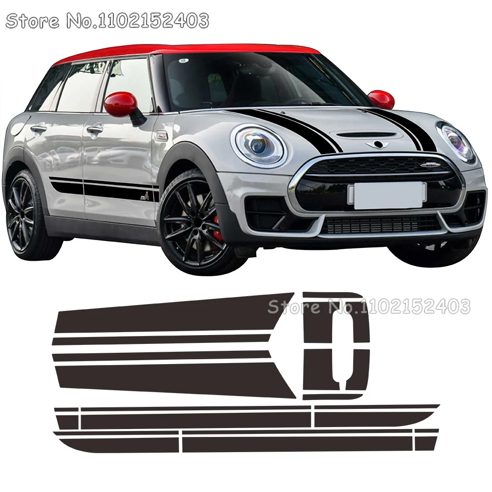 

Car Styling Side Skirt Stripes Decals Hood Bonnet Trunk Rear Vinyl Stickers Kit For Mini Clubman JCW F54 Accessories (with All4)