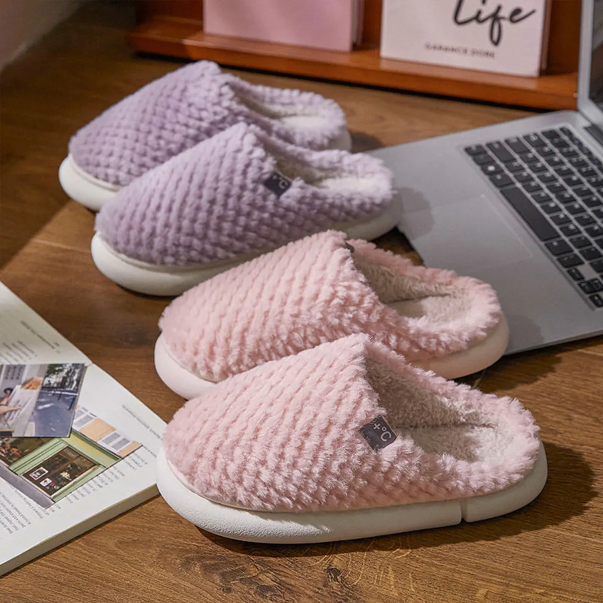 Mo Dou зимне-осенние женские хлопковые тапочки домашние теплые плюшевые мужские