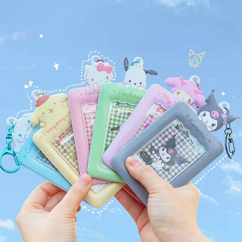 

New Sanrio Card Case Key Chain Hello Kitty Pom Pom Purin Cinnamoroll My Melody Kuromi Pachacco Photo Storage Bag Kawaii Gift