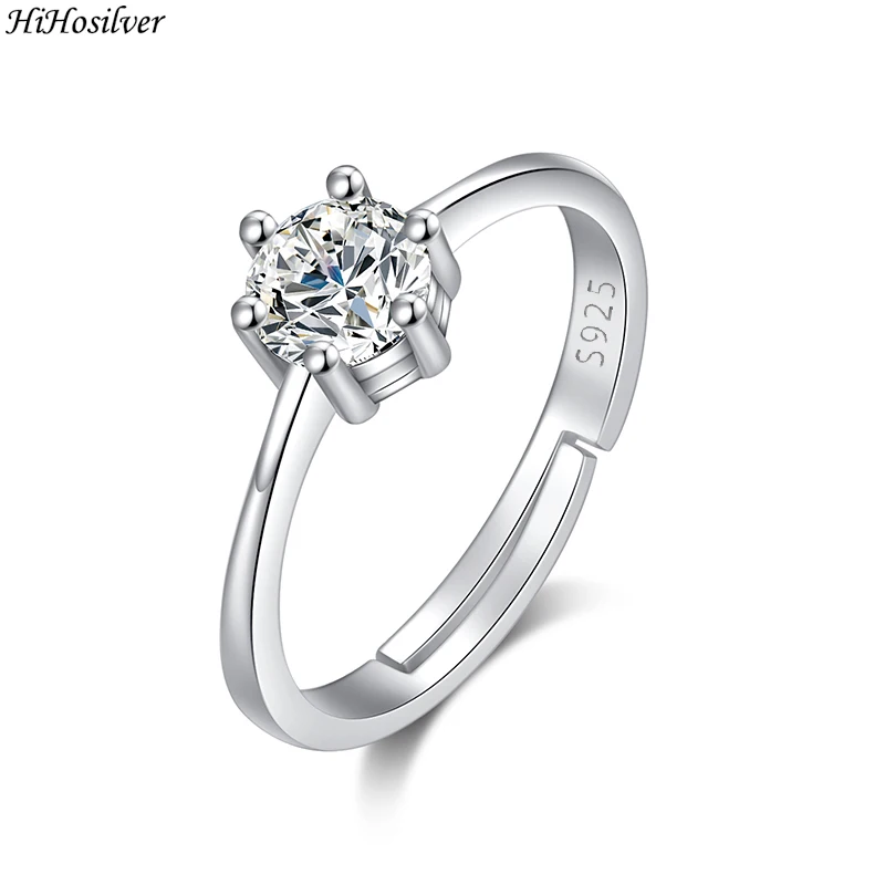 

HiHosilver 925 Silver Needle Women's Fashion High-quality Jewelry Six Prong Setting Crystal CZ Zircon Ring HS0168