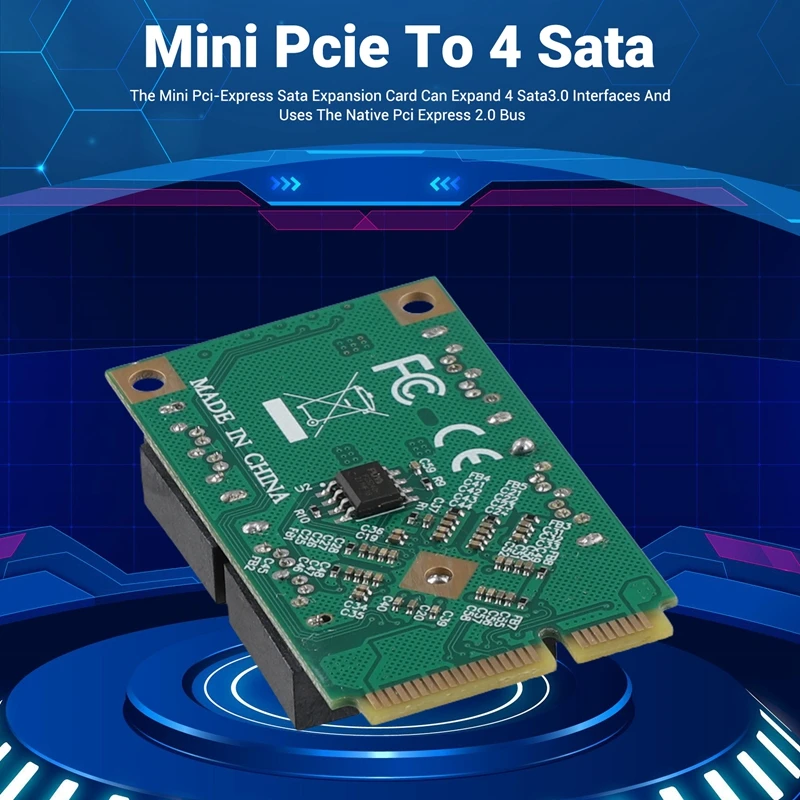 Фото Верхний адаптер расширения PCIE к карты расширения SATA Полнона высота MPCI-E к Quad SATA HDD Карта адаптера интерфейса для Synology №5