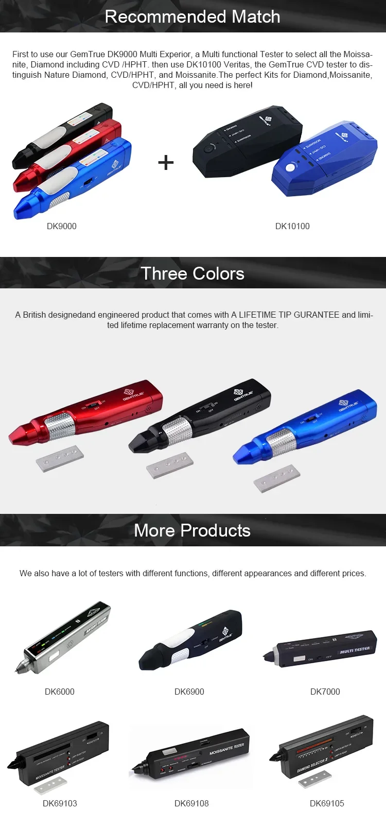 Превосходная ручка для тестирования драгоценных камней идентификации алмазного