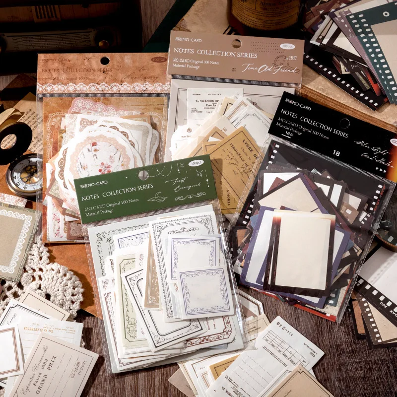 

Preface Memo Pads Memories Journal Decoration Material 100pcs/lot Paper Junk Scrapbooking Cards Background Retro Paper