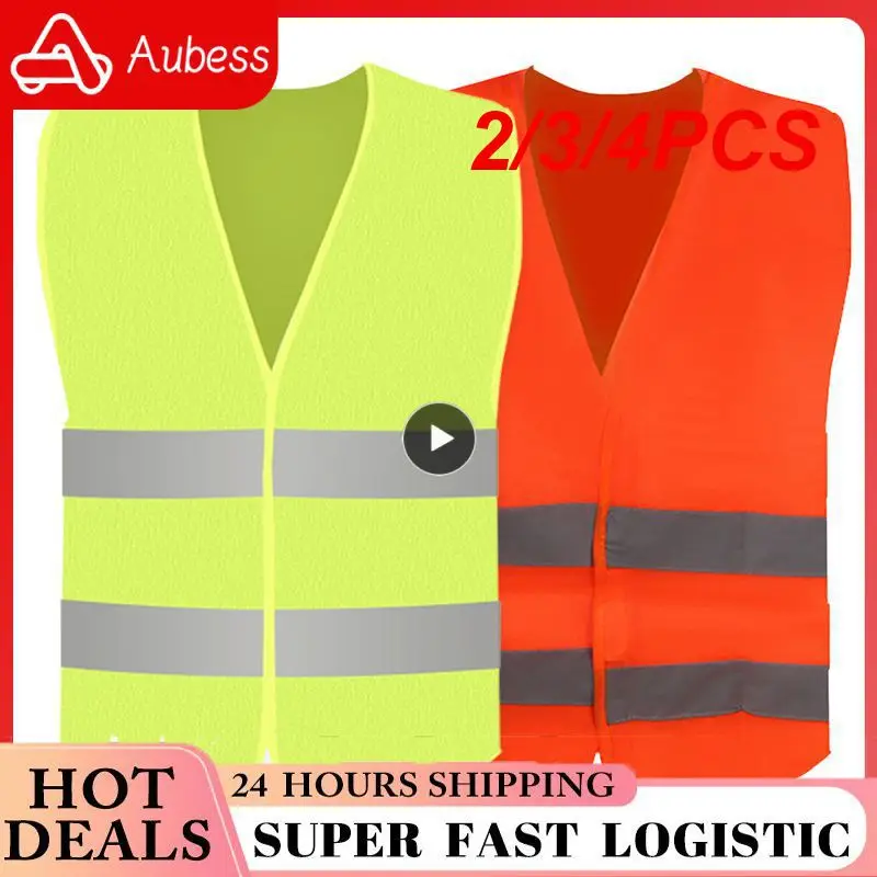 

2/3/4PCS Vest Fluorescent Mesh Vest Camping Safety Men Suit Hiking Apparel Hiking Vests Newest Car Emergency Reflective Strip