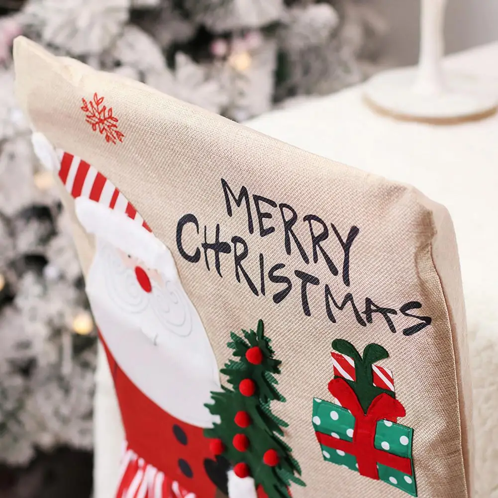 

Scene Layout Fine Workmanship Xmas Room Chair Ornament Back Cover for Kitchen