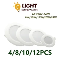 4 8pcs led downlight recessed indoor high power 6w 24w ac220v high lumen without stroboscopic for kitchen living room office