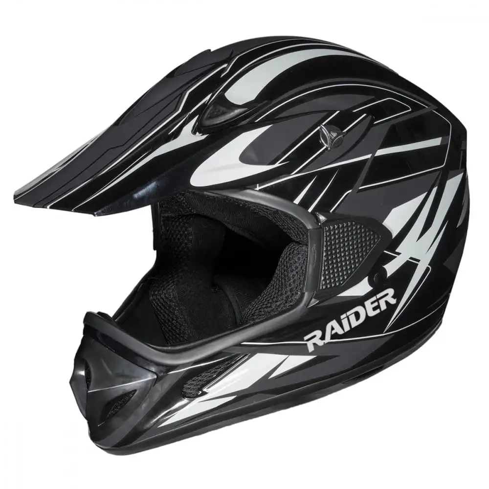 

OLOEY Motocross RX1 Open Face Helmet DOT Approved - Black/Silver - M Pillow soft and comfortable, removable / washable liner