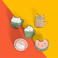 5pcslot cute cat calculator brooch clothes bag decoration personalized jewelry pin badge gift