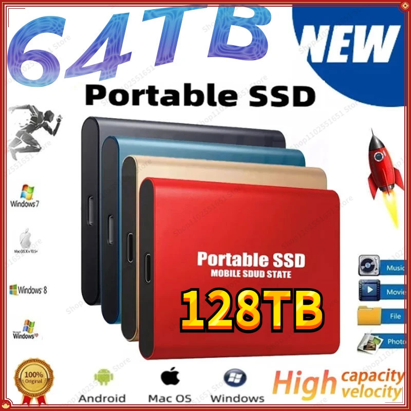 

128T Portable 64TB 16TB 8TB 2TB External Moblie Hard Drive High Speed 32tb Hard Disk for Desktop Mobile Laptop Computer Storage