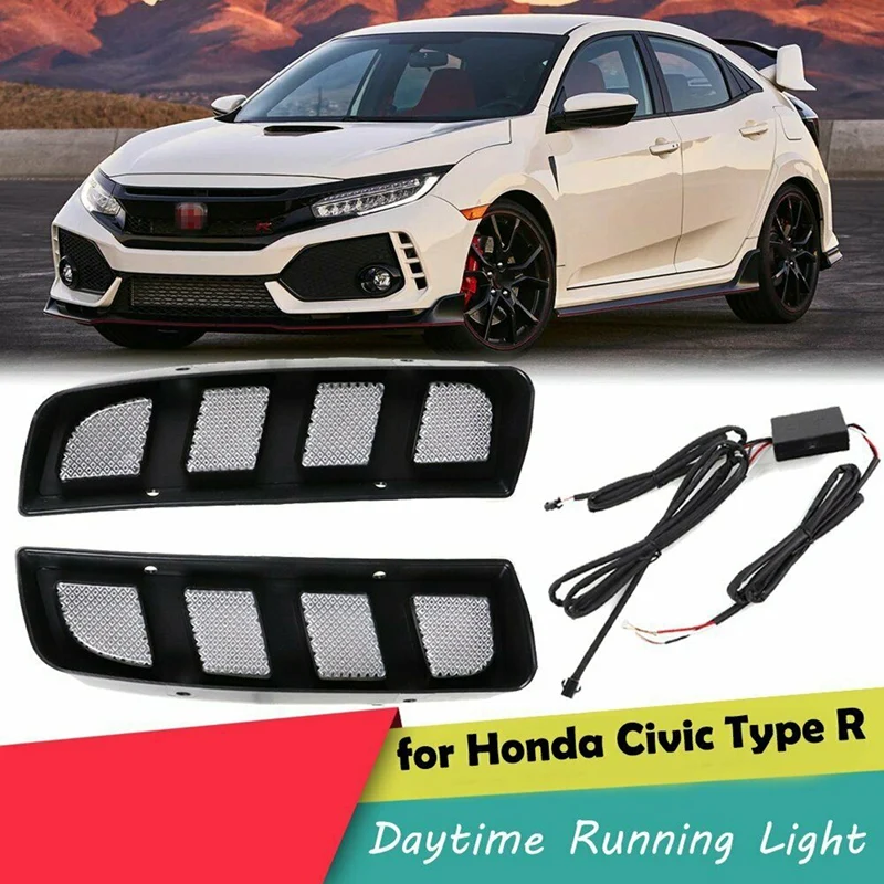

3 Colors LED DRL Daytime Running Light Fog Lamp For Honda Civic Type R 2016-2020