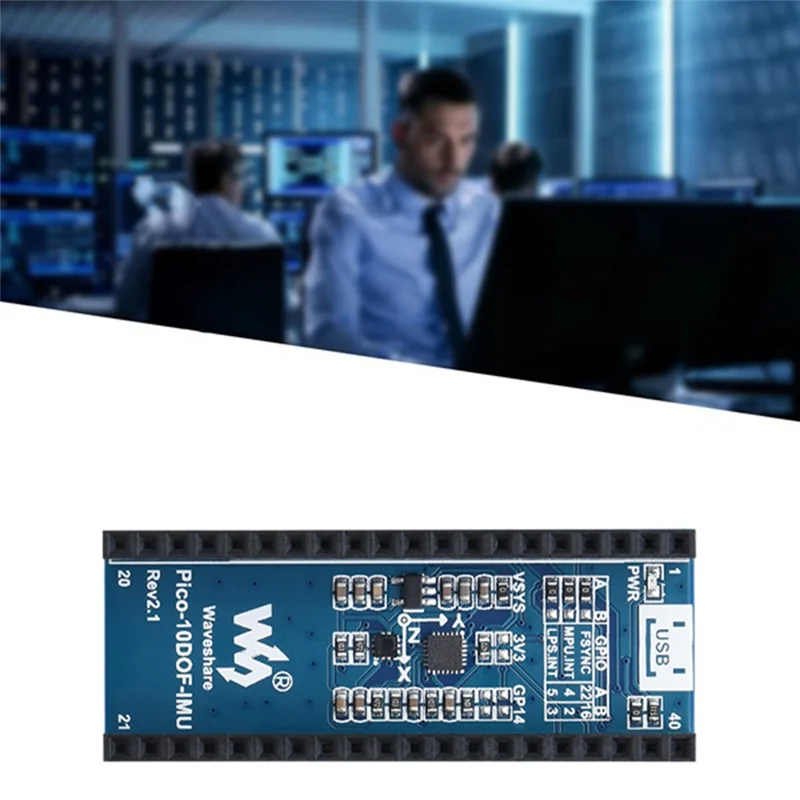 Фото Плата разработки Waveshare Pico 10DOF ру для Raspberry Pi Pico RP2040, 10-осевая плата расширения датчика MPU9250 №2