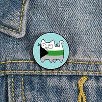 demiromantic pride cat pin custom brooches shirt lapel teacher tote bag backpacks badge cartoon gift brooches pins for women