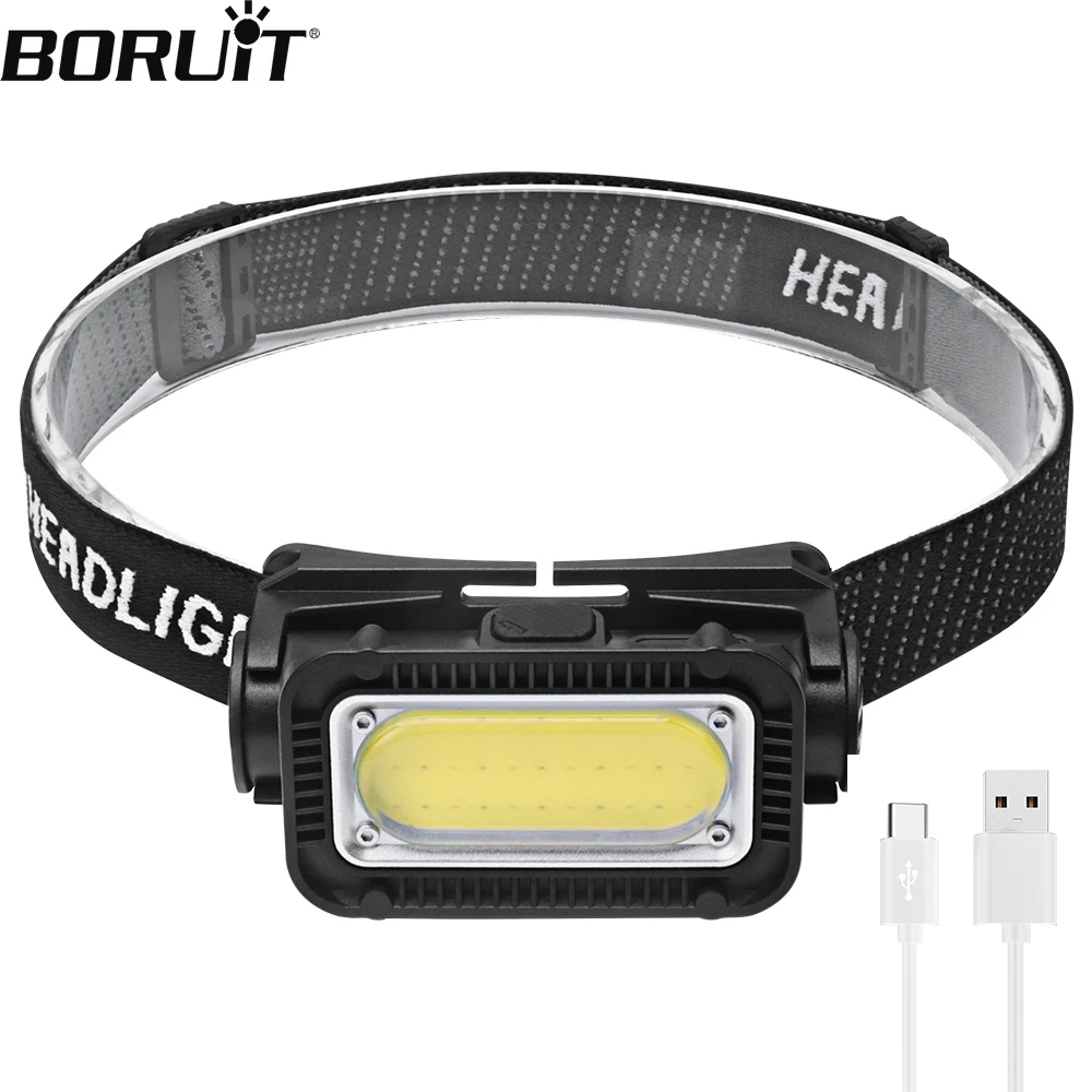 

BORUiT K371 LED Headlamp 5-Mode Powerful Headlight Type-C Rechargeable Waterproof 18650 Torch Outdoor Camping Fishing Hunting