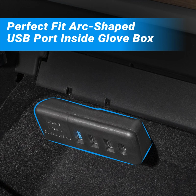 

For Tesla Model 3/Y Car Glovebox USB Extender 4-Port Charging Splitter Hub Electric Vehicle Docking Station Conversion Head