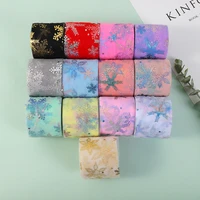 25yards 6cm colorful snowflake printed organza ribbons diy apparel sewing fabric wedding party decoration hair bow accessories