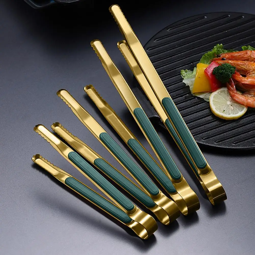 

Food Tongs Anti-slip Meat Tongs Multi-functional BBQ Tongs Non-stick Food Clip Stainless Steel Salad Tongs for Kitchen