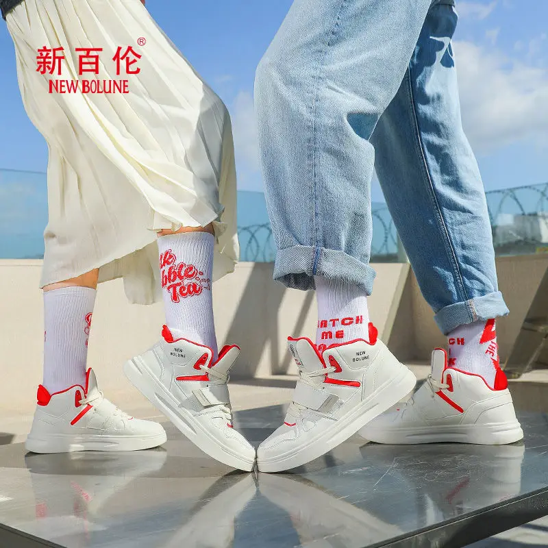 NEW BOLUNE shoes for men and women new high top shoes for autumn and winter casual matching small white shoes sports shoes