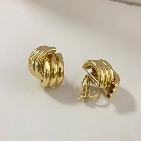 Золотые металлические клипсы-серьги