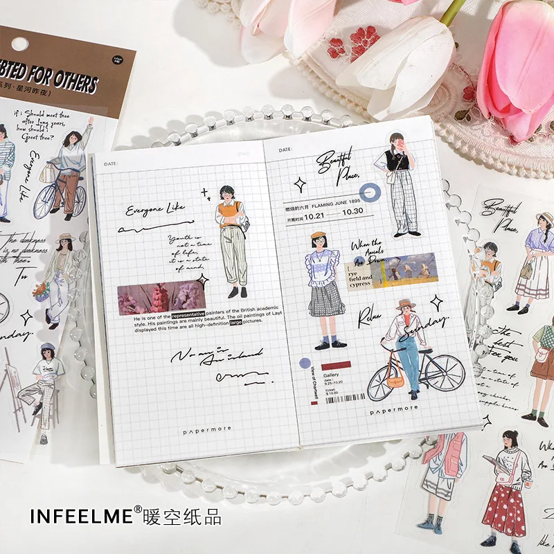 

Стикеры для планировщика, модные наклейки в виде городских девушек, 2 листа, материалы для журналов, украшение альбома, наклейки для скрапбукинга