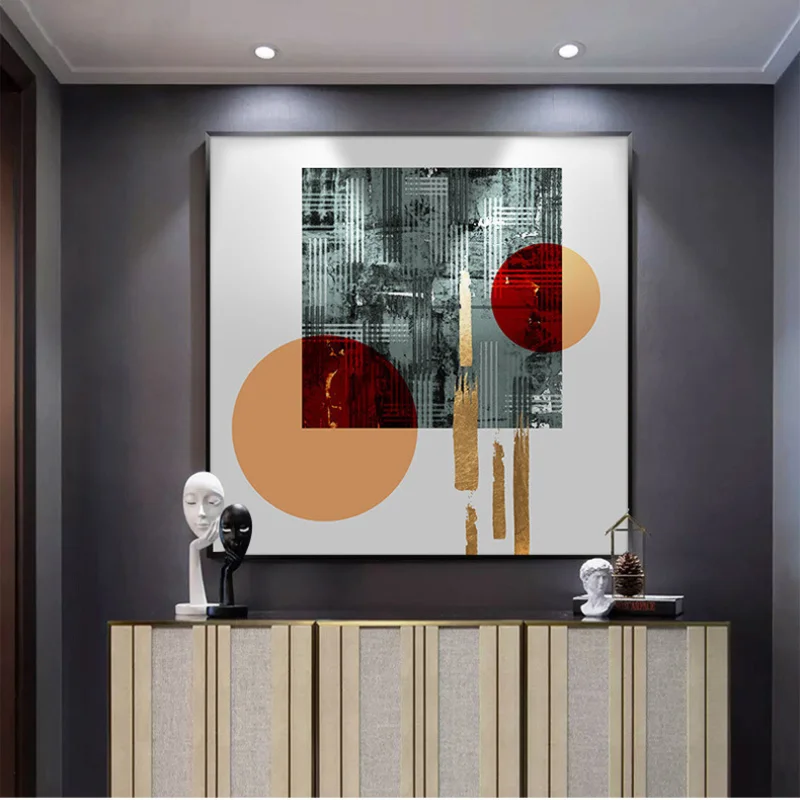 

Light Luxury Porch Decorative Painting Modern Abstract Geometric Dining Wall Nordic Living Room Painting