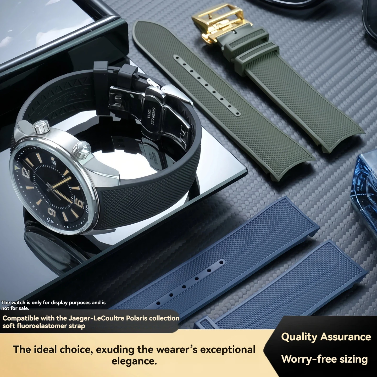 Фото Ремешок для часов Longines Kangkas из фторкаучука, серия Jaeger LeCoultre Beichen Q9068670/Q9066881, изогнутый, 21 мм №1