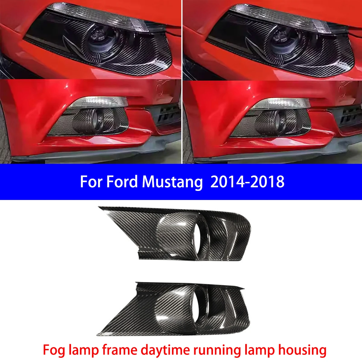 Фото Подходит для Ford Mustang Dry, задняя крышка из углеродного волокна/камера/рамка противотуманного фонаря/передняя решетка/задняя жалюзи, декоративные детали №4