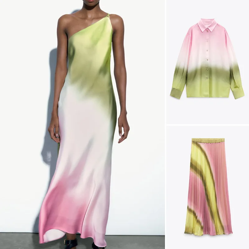 

Tie Dye Dress Women Sexy Sleeveless Backless Empire Dresses Female Fashion Off Shoulder Evening Party Midi Summer Lady Robe