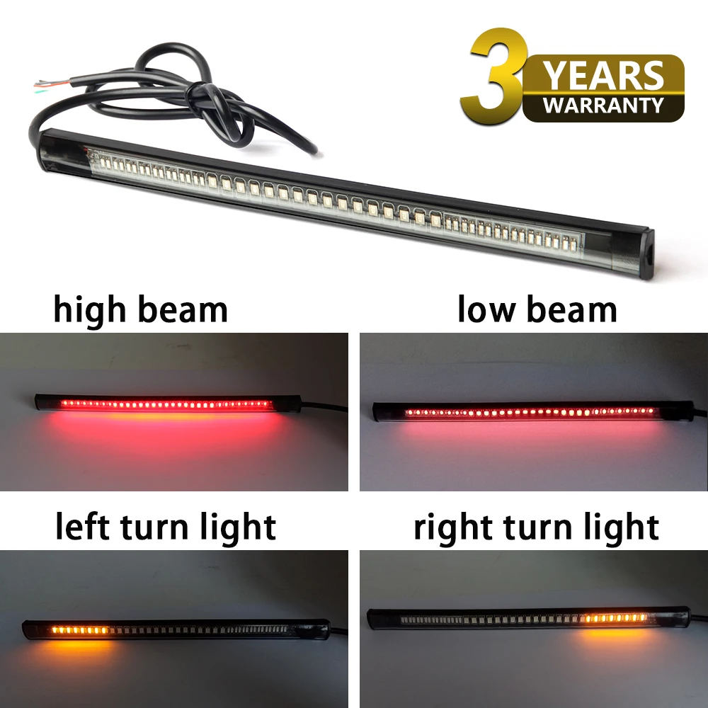 

HAOLIDE Universal 48 Leds Motorcycle Led Turn Signal Light For Moto Flexible Tail Rear Brake Stop Strip Light Waterproof Bulb