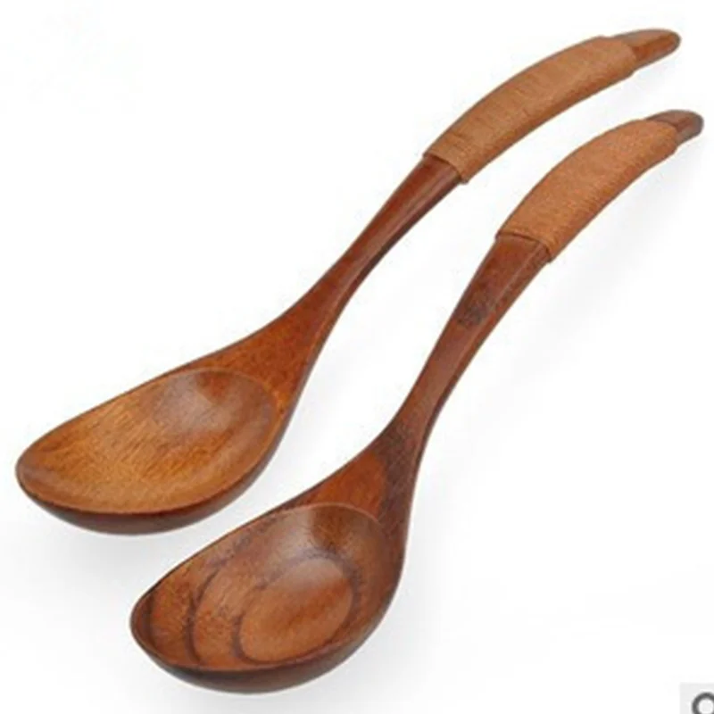 

18cm Natural Wood Long Handled Rice Soup Cooking Spoons Big Ladle Hot Pot Spoon Wood Spoon Tableware Tools Kitchen Accessories