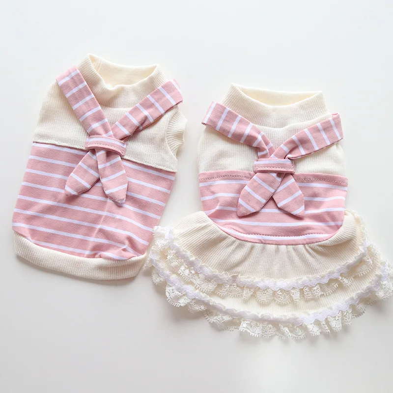

Dogs and Cats Dress/Tshirt Striped Scarf Design Pet Puppy Shirt Spring/Summer Clothes Outfit
