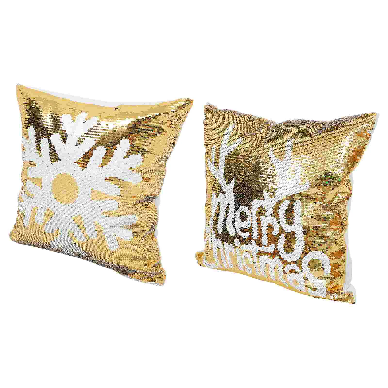 

2 Pcs Decorative Pillow Cases Snowflake Throw Pillowcase Sequined Flash Christmas Cover Shiny Glitter