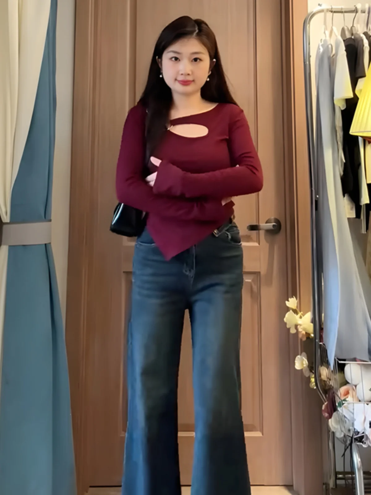 Рубашка больших размеров Gyaru Pure Desire с нерегулярными плечами и длинными рукавами