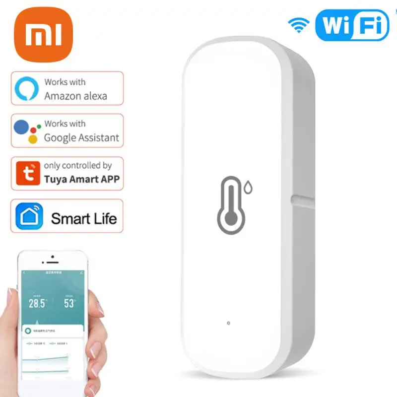 

Умный датчик температуры и влажности Xiaomi Wifi Tuya, домашний подключенный термометр, совместим с Smart Life, Alexa, Google Assistant