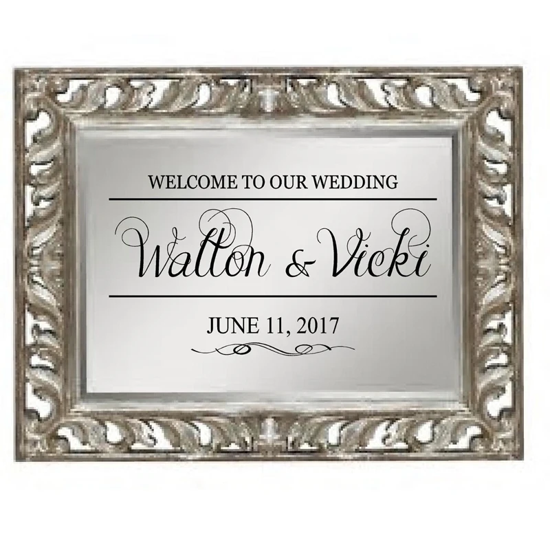 

Wedding Welcome Mirror Vinyl Sticker Wedding Board Sign Decals Custom Name Date Stickers Personalised Wall Art Mural