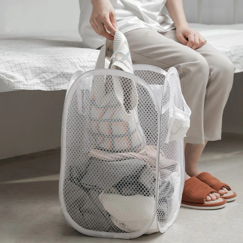 

Dirty Laundry Basket Portable Foldable Square Mesh Laundry Bucket Clothes Toys Large Capacity Home Storage Basket