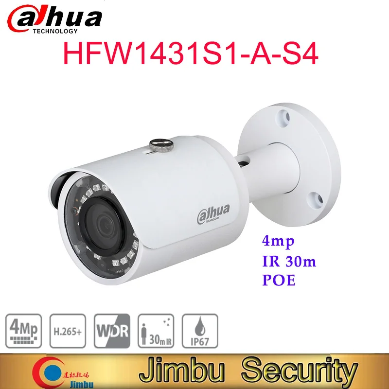 

Dahua 4MP IR Mini-Bullet Camera IPC-HFW1431S1-A-S4 POE IR 30M H.265 & H.264 dual-stream encoding cctv security camera outdoor