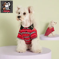 tawneybear cute stripe bear embroidery dog polo t shirt summer clothes for small medium pet cat maltese bichon schnauzer bulldog