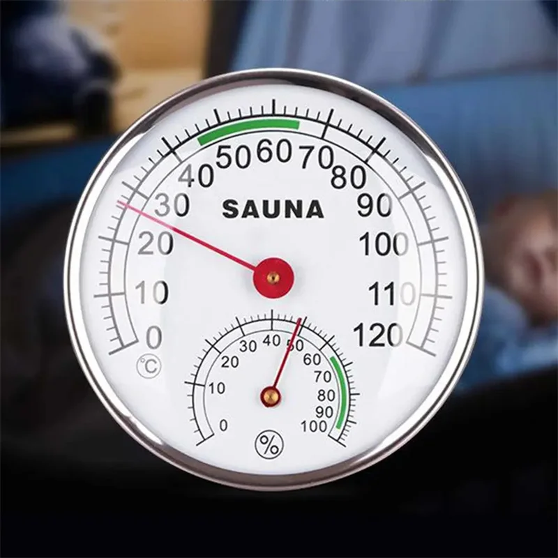 Круглый гигротермограф для сауны из нержавеющей стали термометр гигрометр