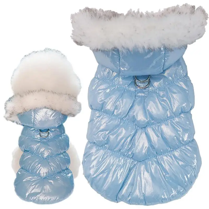 

Warm Dog Jacket Cozy Puppy Jacket For Cold Weather Pet Warm Fleece Clothes With Leash Hole For Small Medium Dogs