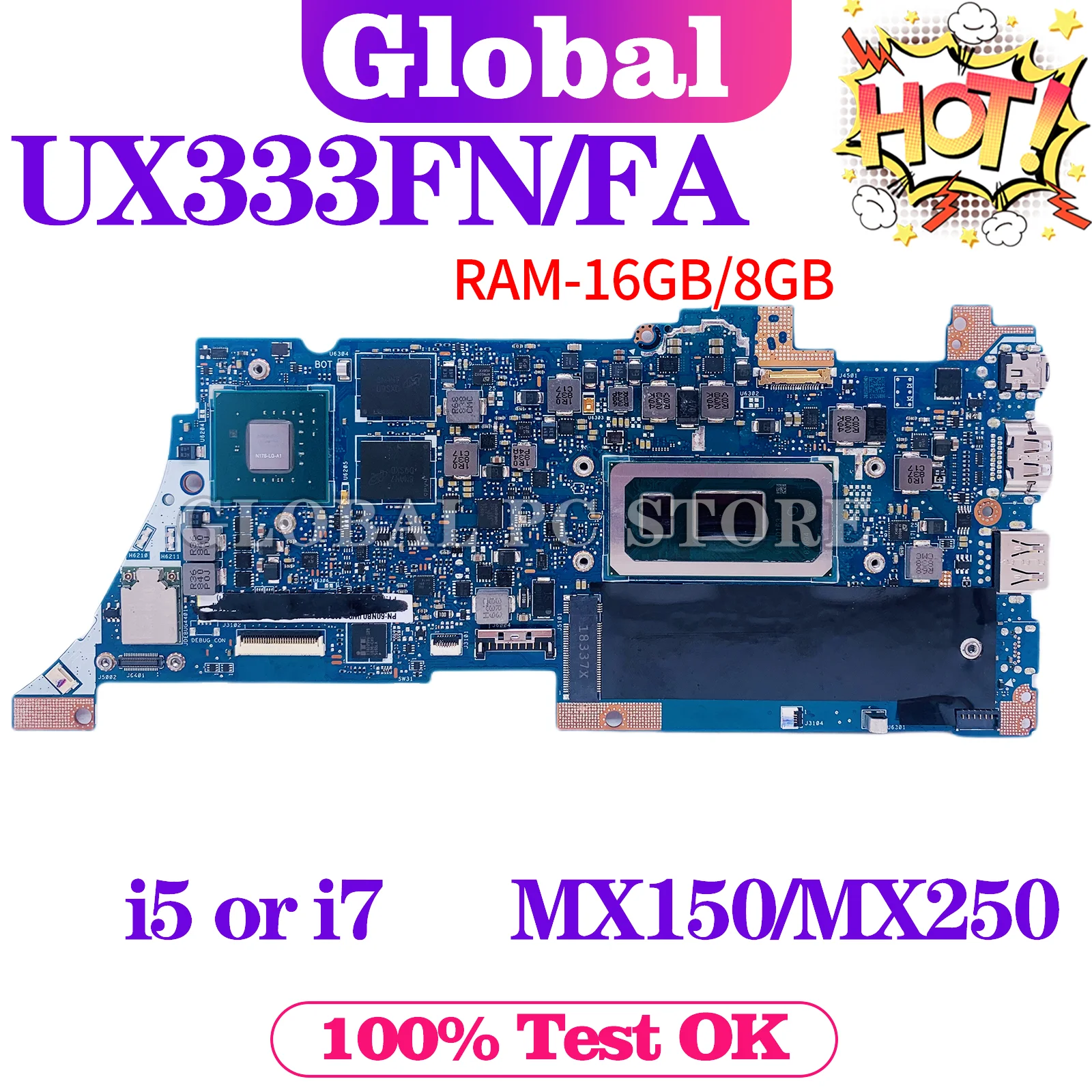 Материнская плата KEFU UX333FN Материнская плата ASUS UX333FA BX333FA BX333FN RX333FA RX333FN для ноутбука I5 I7 8-го поколения MX150/MX250/UMA