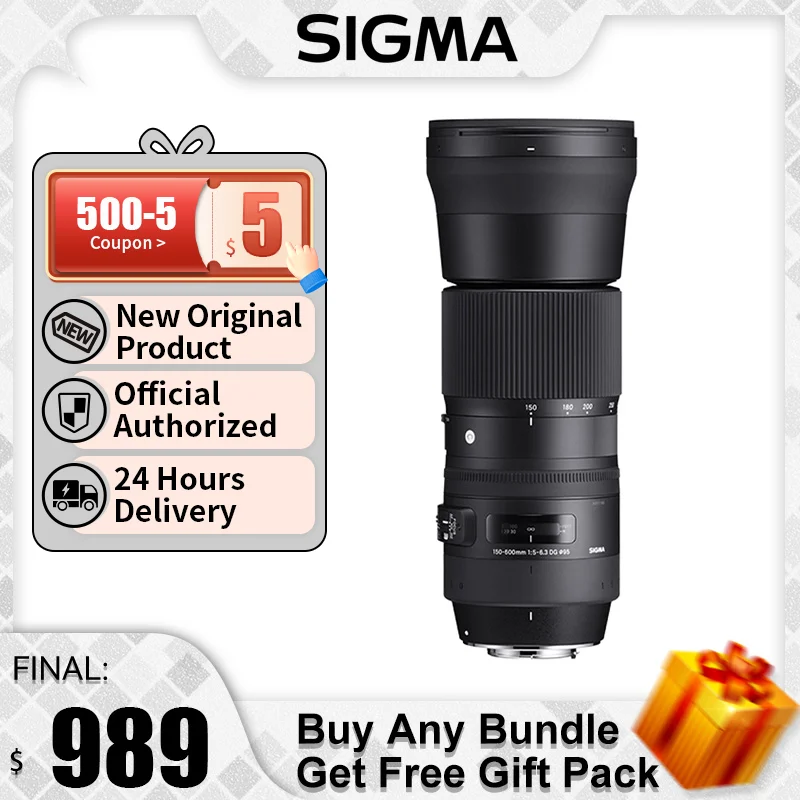 

Sigma 150-600 мм F5-6.3 Contemporary DG OS линза HSM телеобъектив с длинным увеличением полная Рамка беззеркальный/DSLR объектив для камеры Canon Nikon