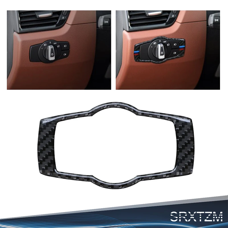 

For BMW X1 E84 2011-2015 Carbon Fiber Car Headlight Switch Trim Refit Sticker Switch Frame Decor Sticker Car styling