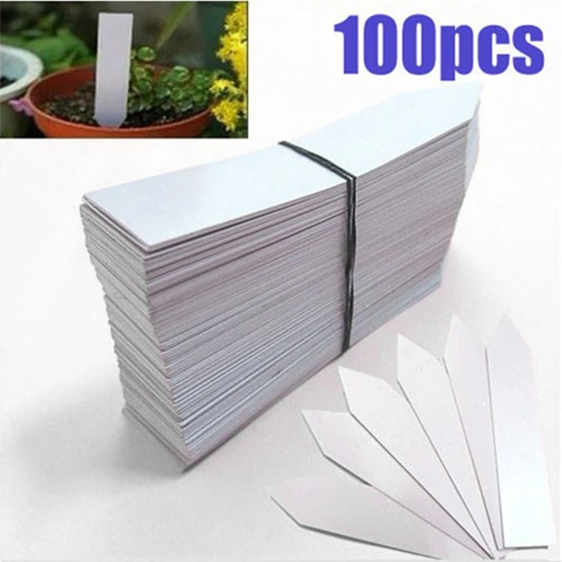 100Pcs Garden Plant Labels Flower Pots Plastic Plant Tags Nursery Markers Seedling Labels Tray Mark Diy Tools Plant Accessories
