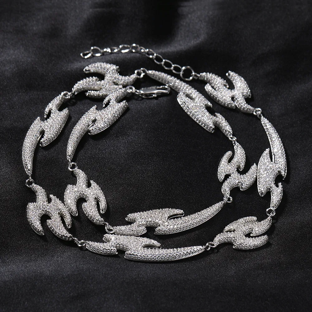 Цепочка-чокер мужская с фианитом, украшение в стиле хип-хоп, 5 А +, сверкающая цепь с изображением Ласточки и молнии, ювелирное изделие в стиле рэпера