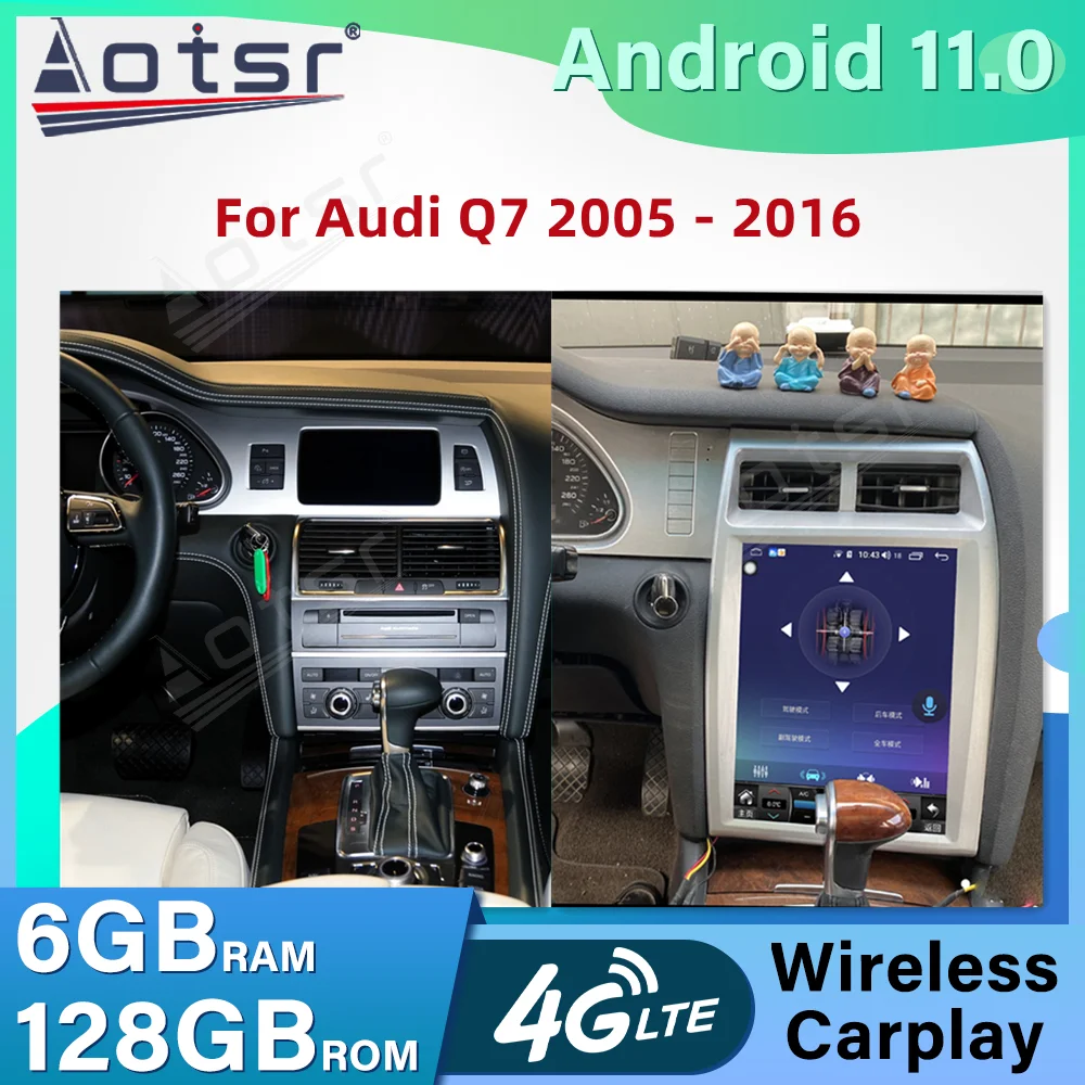 Reproductor Multimedia de DVD estilo Tesla para Audi Q7 2005-2016, Radio de coche con Android 11,0, 6G + 128GB, estéreo automático, navegación GPS, Audio DSP