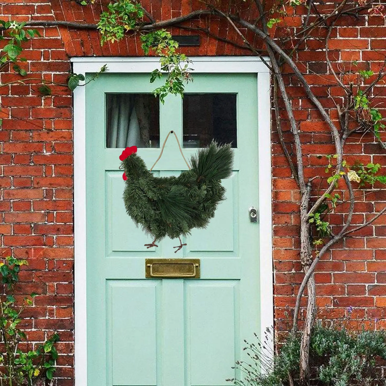 

Green Wreath for Front Door, Large Farmhouse Country Door Wreath Kitchen , Halloween Decor