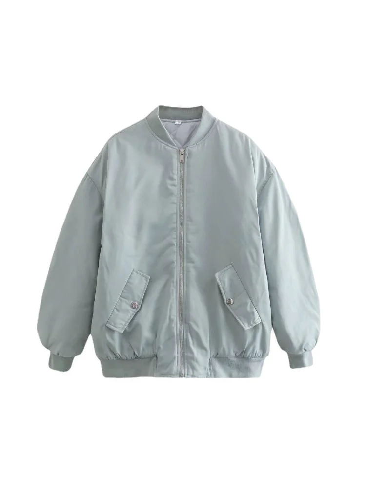 Top Women Autumn Winter New In Line Street Fashion Loose Jacket Adding Cotton Stand Collar Solid Coat Winter Clothes Women