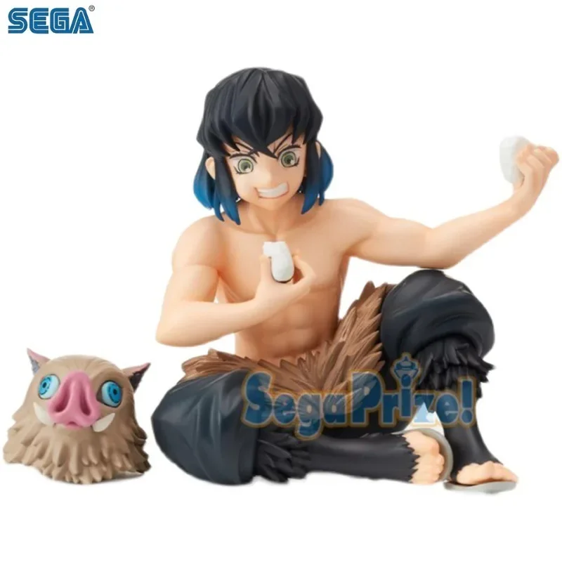 Оригинальные фигурки SEGA SPM Demon Slayer Hashibira Inosuke сидячие и едящие рисовые шарики Ver PVC