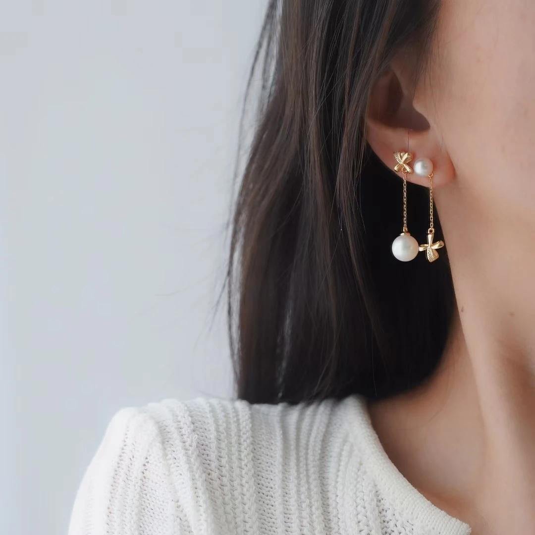 Серьги из стерлингового серебра 925 пробы с бантом базовые крепления для