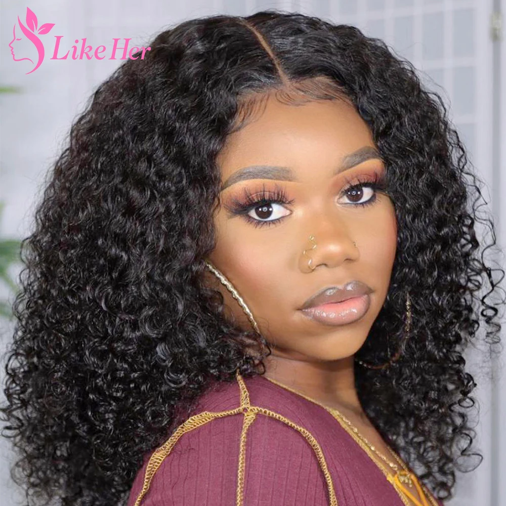 

13x4 Jerry Curly Lace Front Human Hair Wig For Women Curly Human Hair Wig Brazilian HD Transparent Lace Frontal Wig Pre Plucked